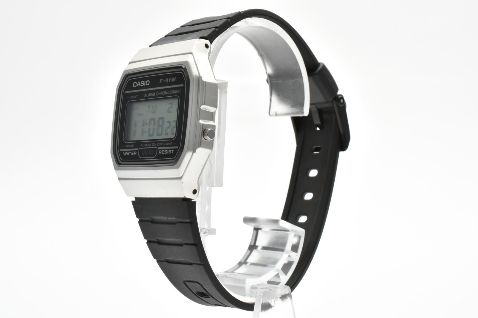 【EXC+５】CASIO F-91W Digital Quartz Watch Black Resin Alarm Chronograph 30M Japan
