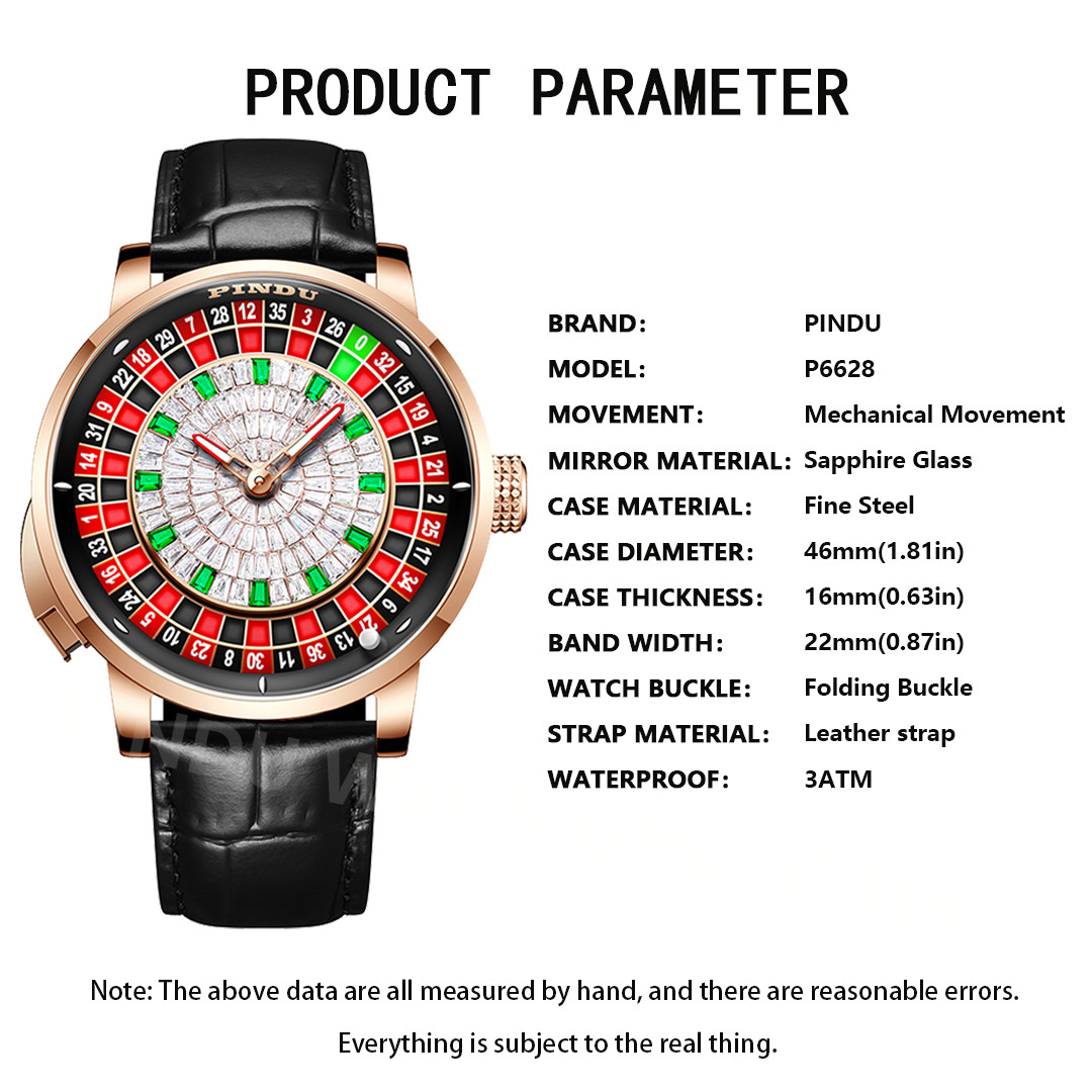 2024 PINDU Men’s automatic mechanical watches roulette button business luxury