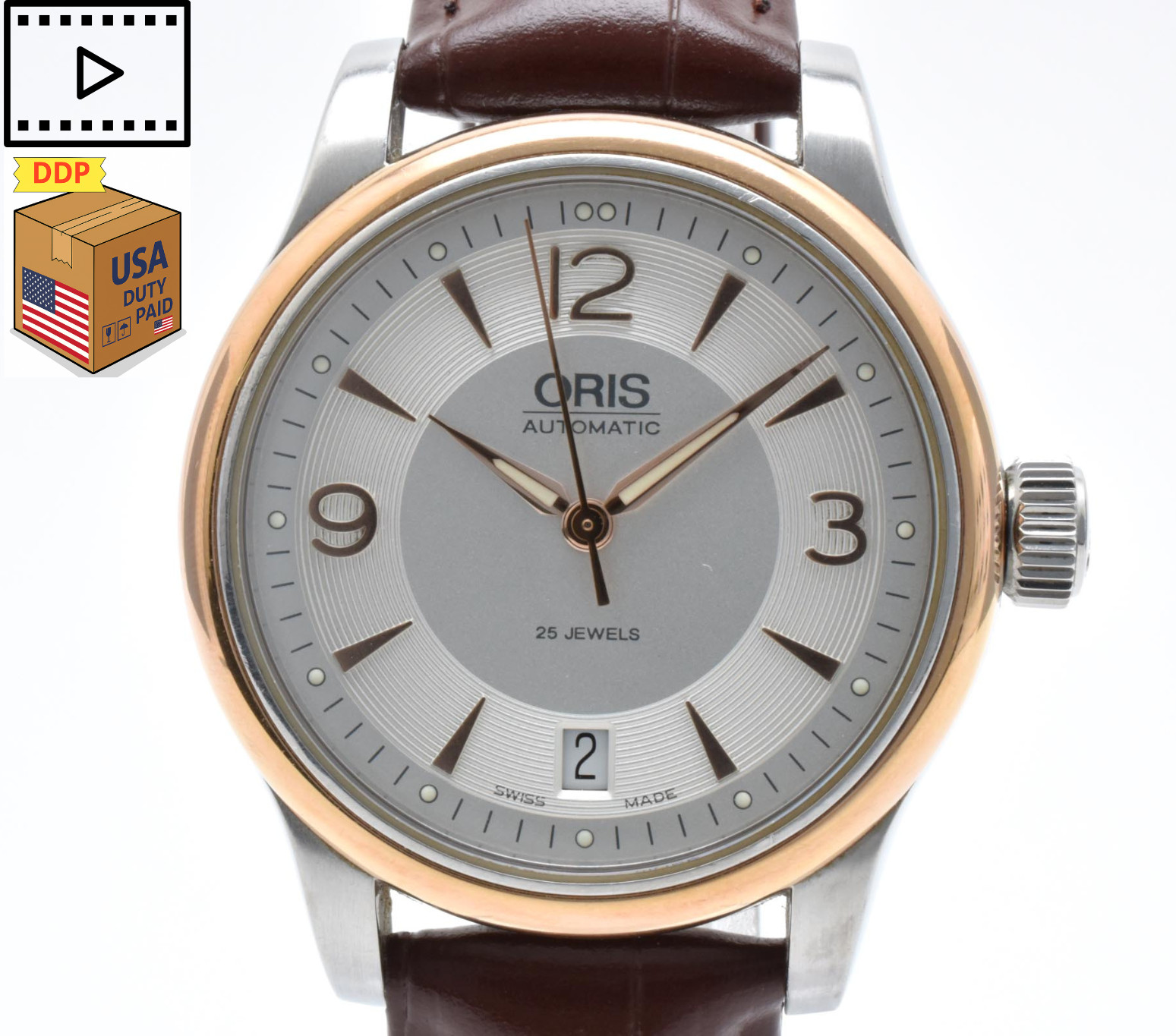 [NEAR MINT] ORIS Classic 7578 Gold Silver Date 36mm Men’s Automatic Watch JAPAN
