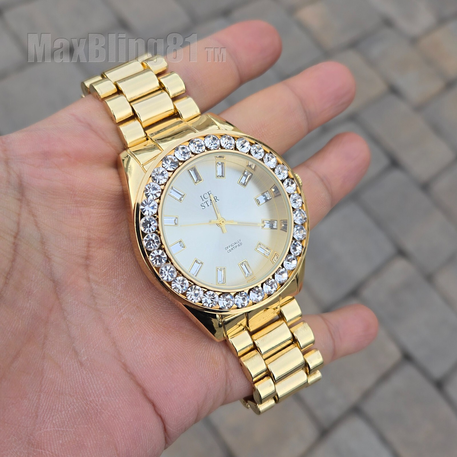 Men’s Watch Iced Simulated Diamond Gold Silver Plated Luxury Bracelet Hip Hop
