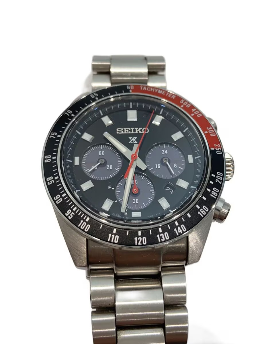 SEIKO Solar Watch Analog Stainless BLK SLV V192 0AH0