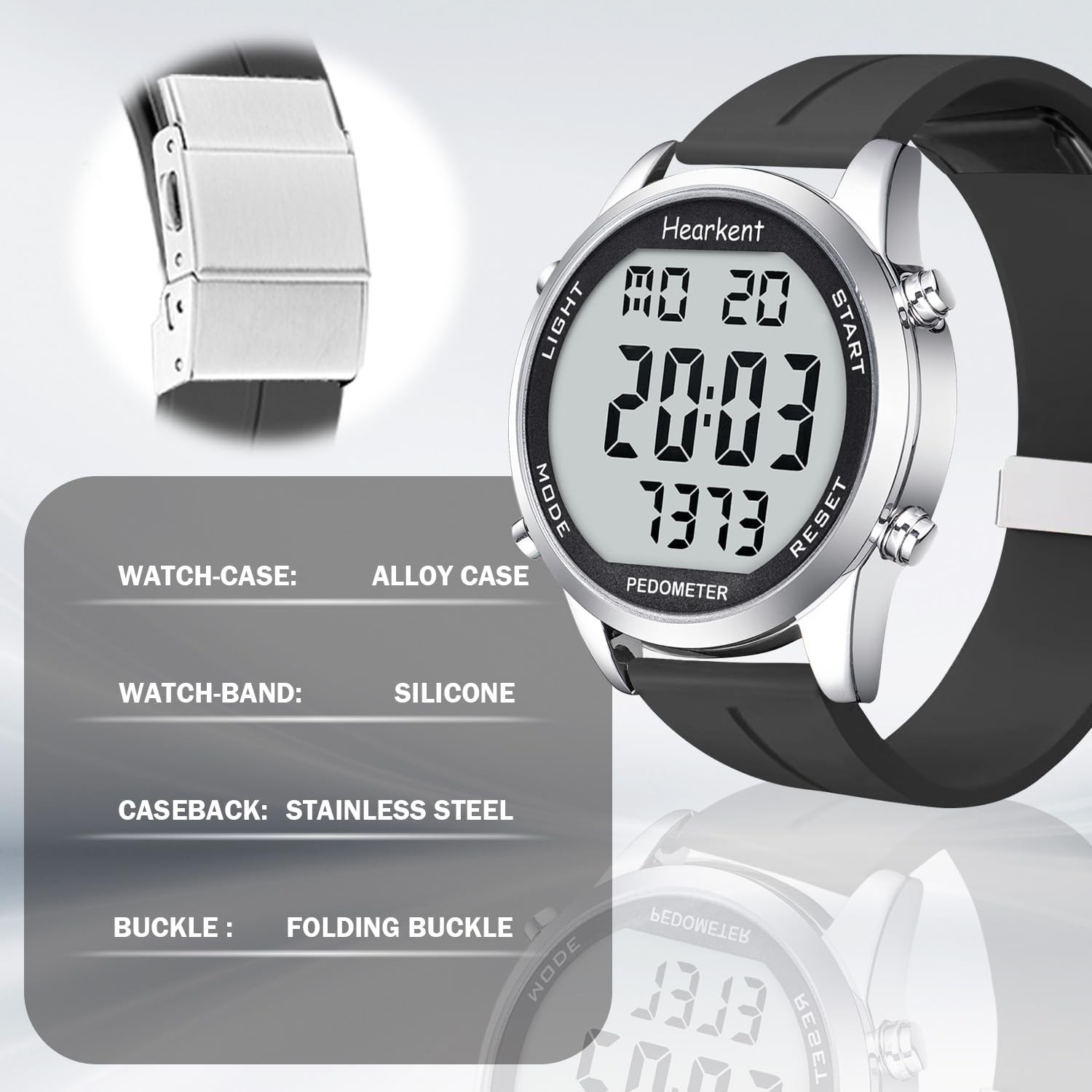 Pedometer Watch for Seniors: No App, Steps, Calories. 30M Waterproof.