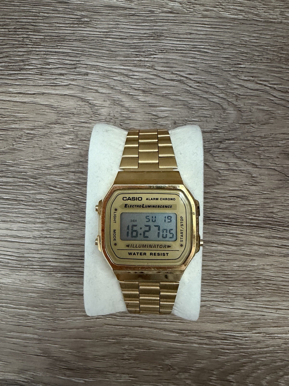 Casio A168 Gold Digital Quartz Stainless Steel Wristwatch Alarm Chronograph