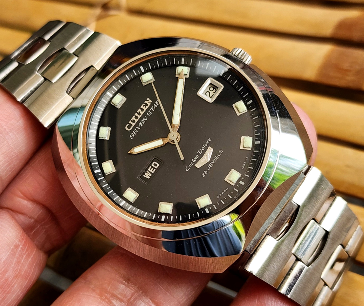 Rare Citizen Seven Star ACSS 3201-Y Vintage Custom Deluxe SS Automatic Gents.