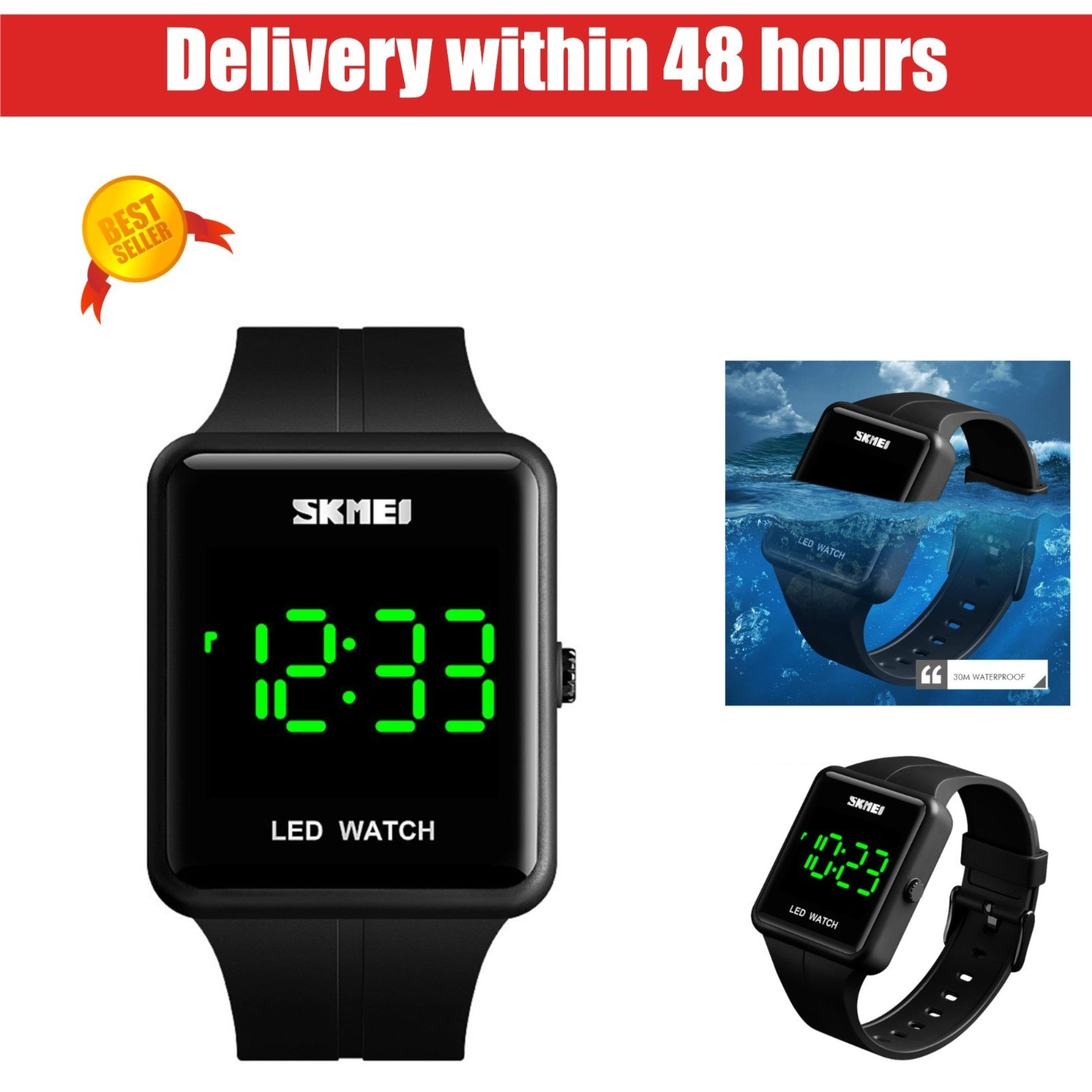 Gosasa Large Face LED Digital Watch Waterproof Quartz Sports