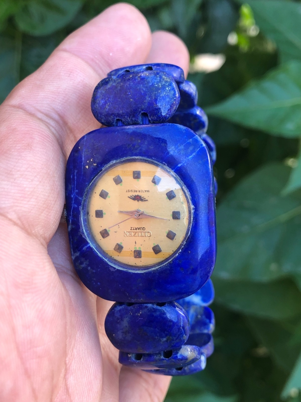 Natural Lapis Lazuli Gemstone Girls Watch Blue Stone Elegant Bracelet Watch