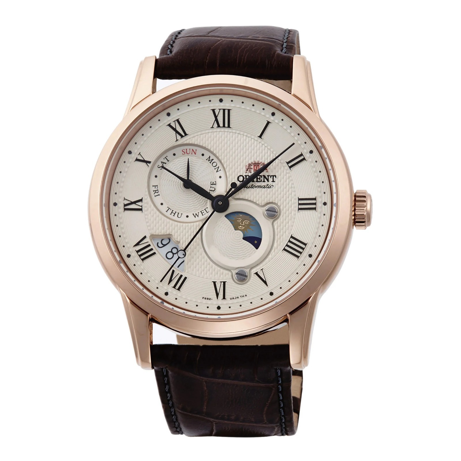 Automatic Wristwatch ORIENT SUN & MOON RA-AK0007S30B Leather Brown Beige