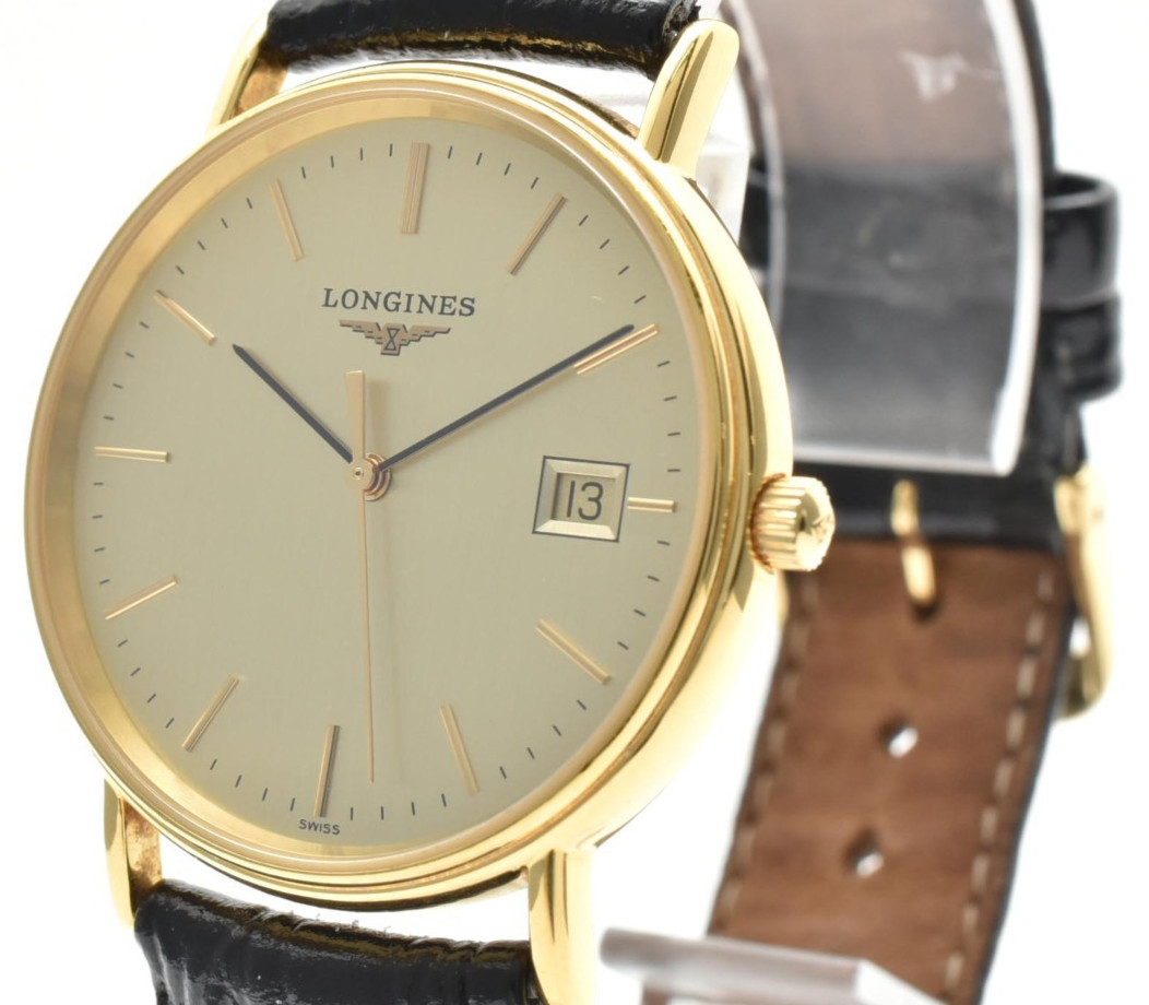 LONGINES L4.720.2 Grand Classic Quartz Men’s Watch 33mm Gold Dial Date Vintage