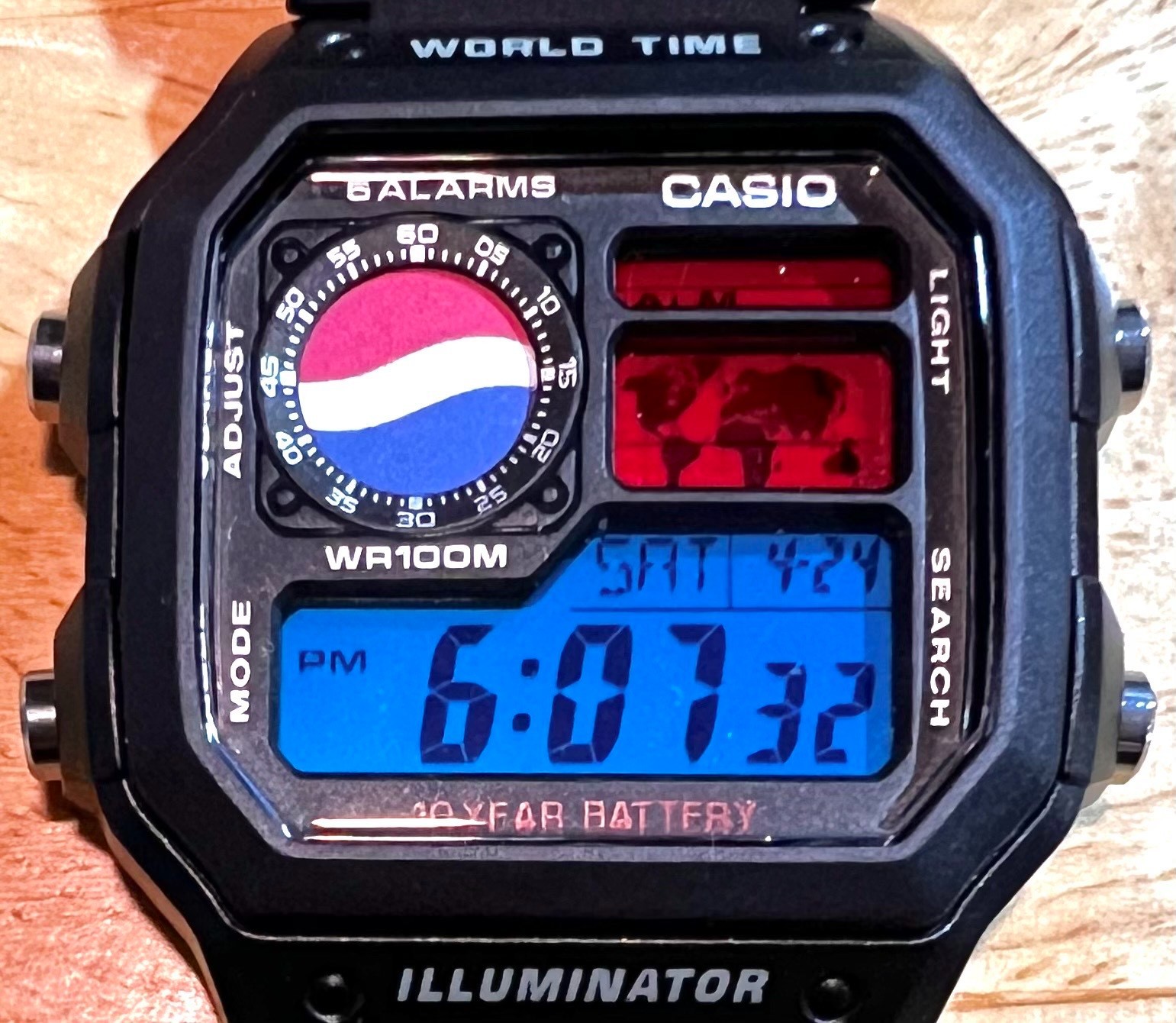 Casio Royale – Red & Blue Filter – “Royal Pepsi” – Watch Mod, New/Unworn