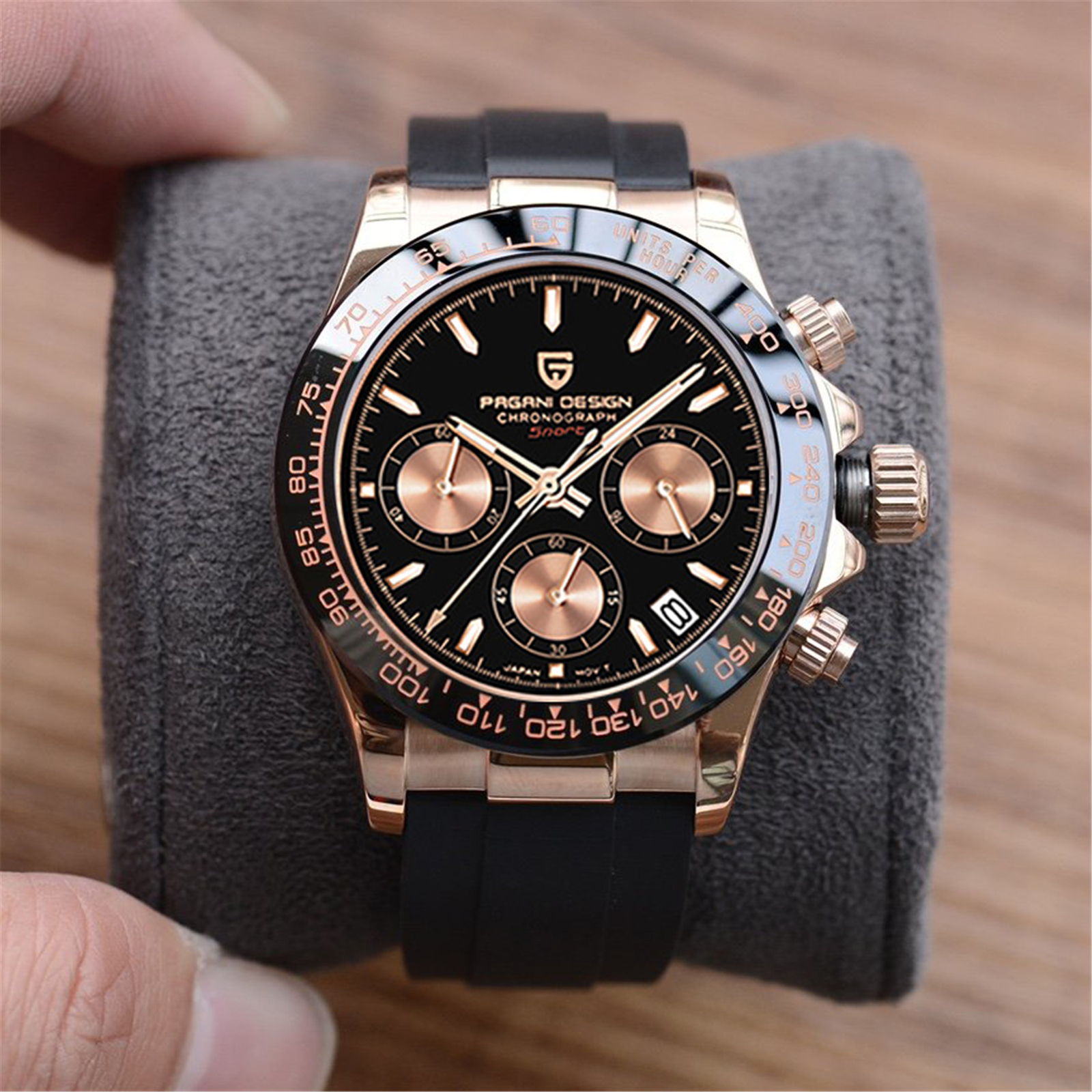PAGANI DESIGN Men’s Quartz Watch Waterproof Silicone Bracelet Strap+Box PD-1664