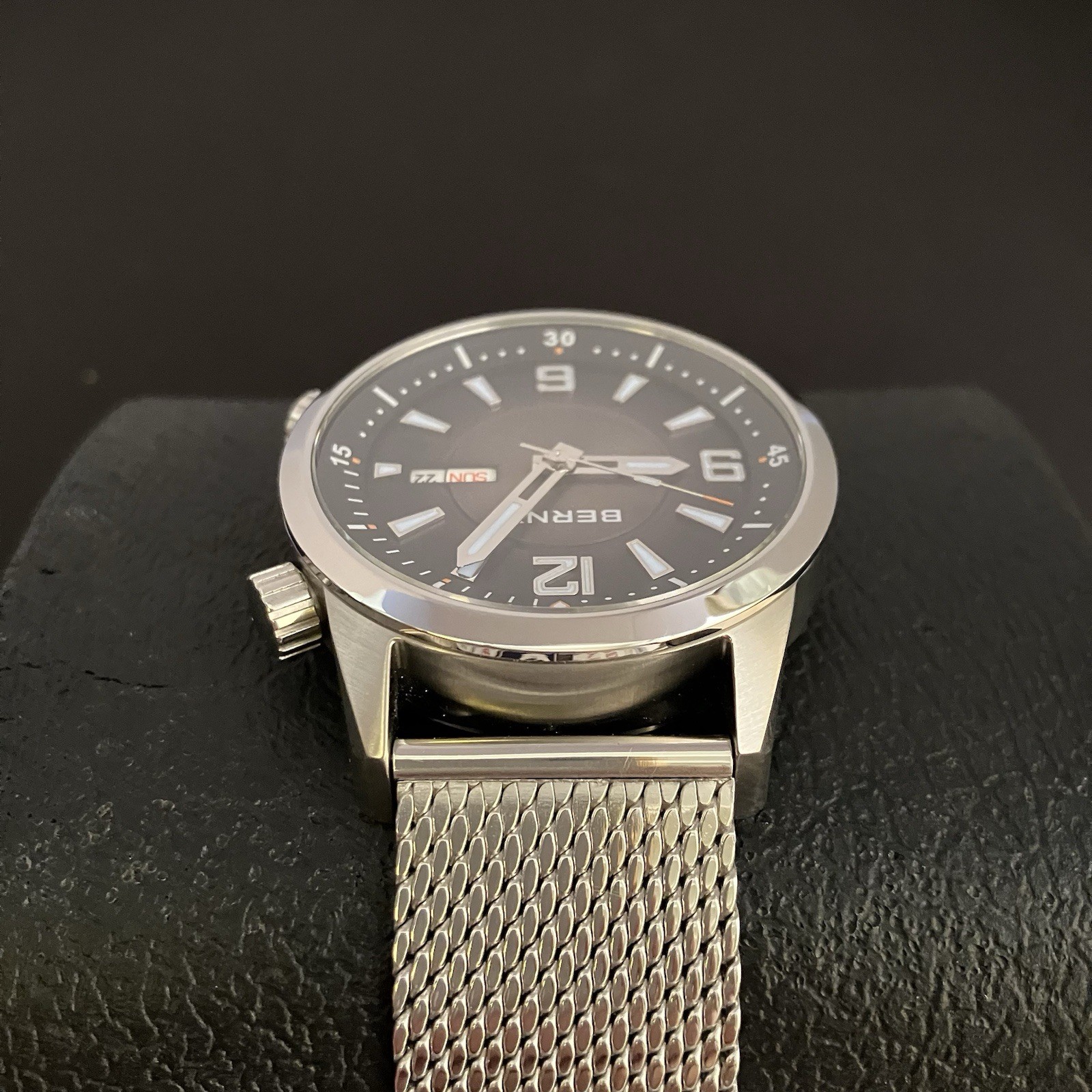 BERNY 41.5mm Automatic Compressor Dive Watch Sunray dial extra mesh strap