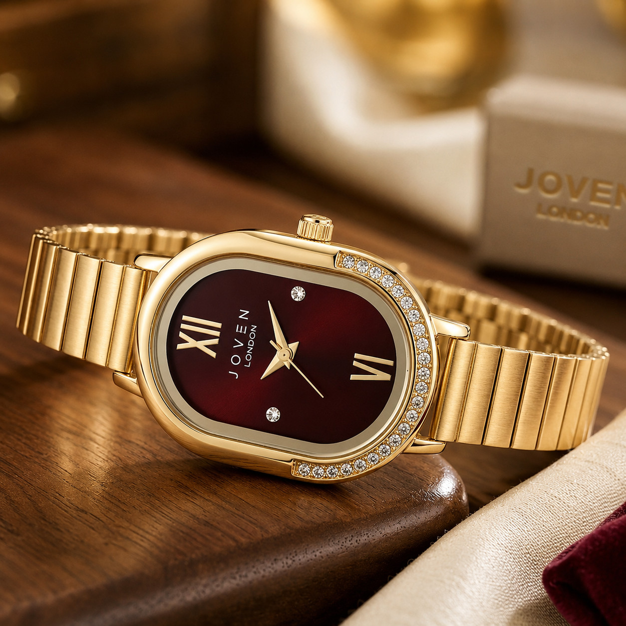 JOVEN london J8-D Women’s Gold Quartz Watch Oval Dial Bracelet Luxury Gift