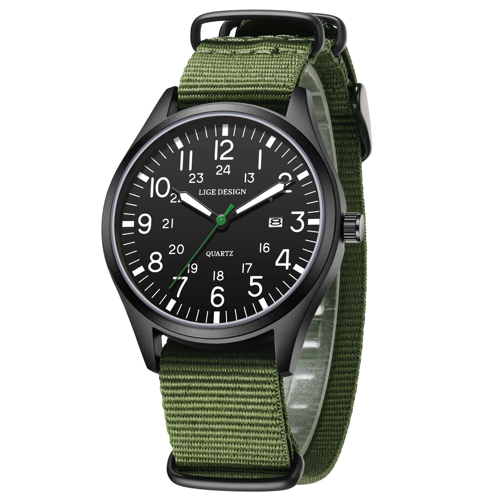 Men’s Watch Nylon/Leather Strap Waterproof Date Quartz Watch Casual Wristwatch