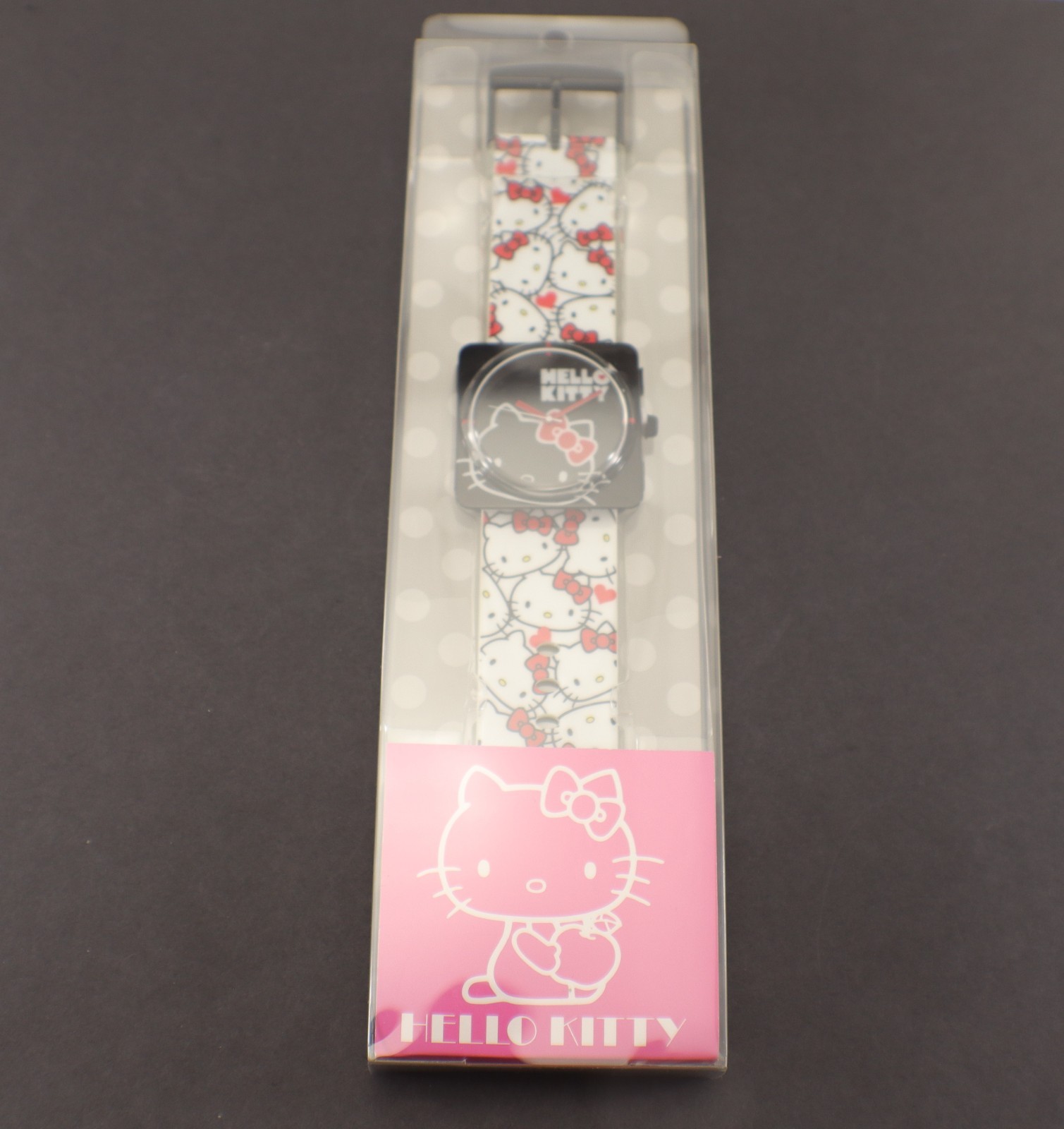 Hello Kitty WRISTWATCH White Black Red #00445-6 Sanrio Analog Original Package
