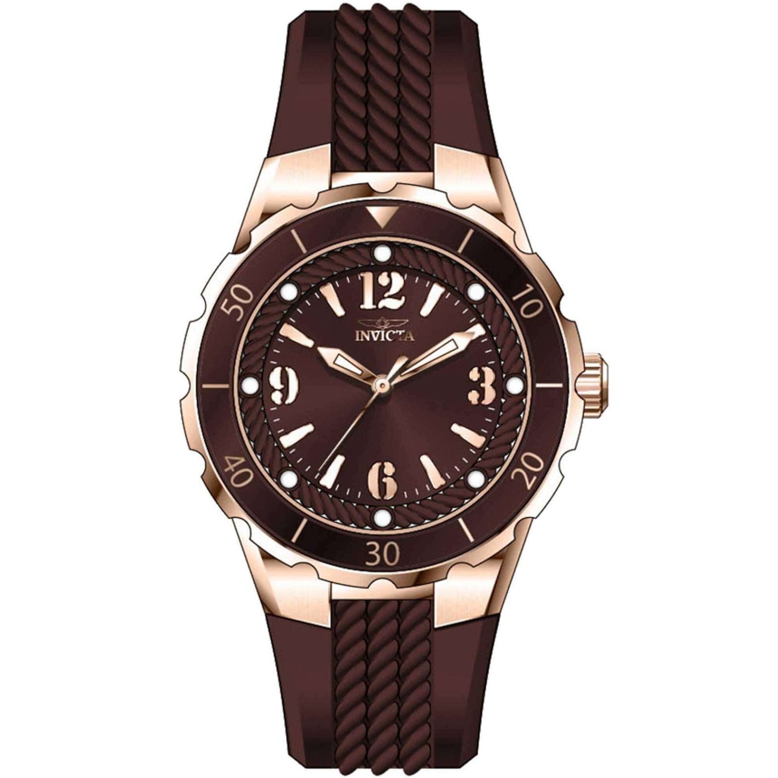 Invicta Women’s Watch Angle Quartz Dark Brown Dial Silicone Rubber Strap 40312