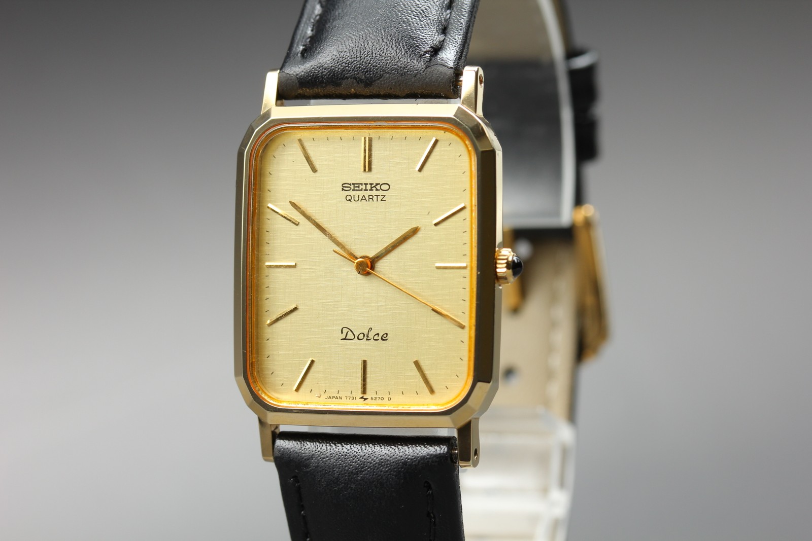 [Exc+5] SEIKO Dolce 7731-5240 24mm Gold Dial Quartz Men’s Watch From JAPAN