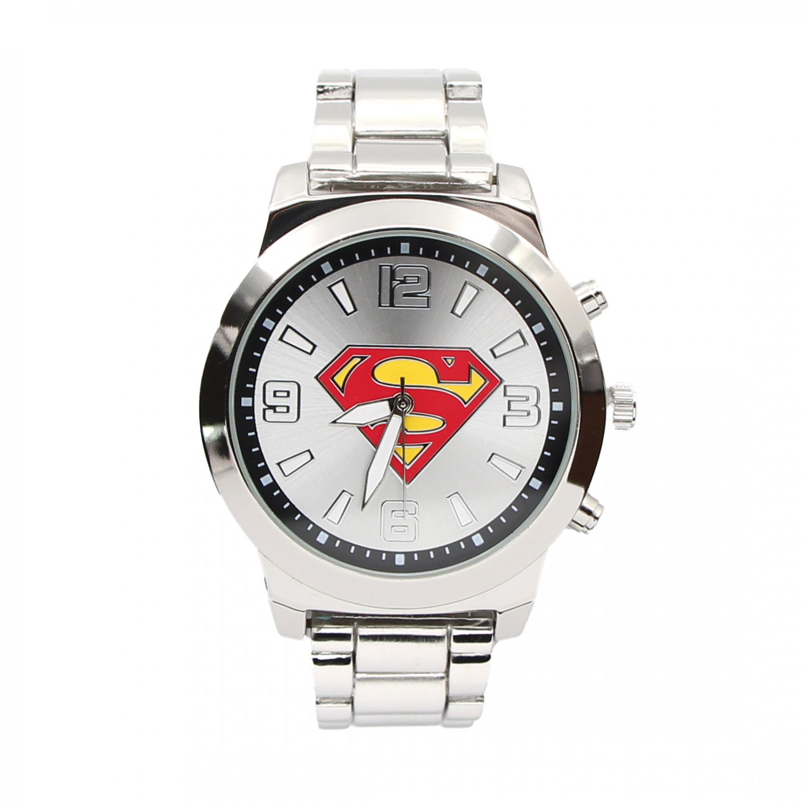 Superman Classic Logo Silver Analog Watch with Metal Band Silver