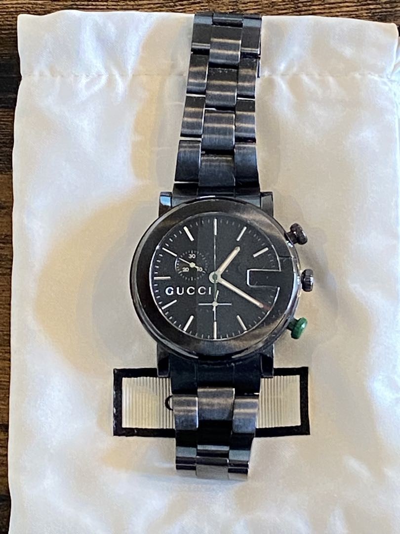 Gucci 150G Analog Quartz Men Watch Ya101331 Black Chronograph Vintage 472483602