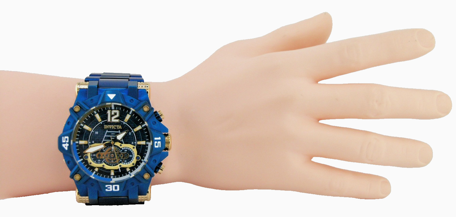 NEW INVICTA 40174 AVIATOR CHRONOGRAPH BLUE CARBON FIBER DIAL STEEL QUARTZ 52MM