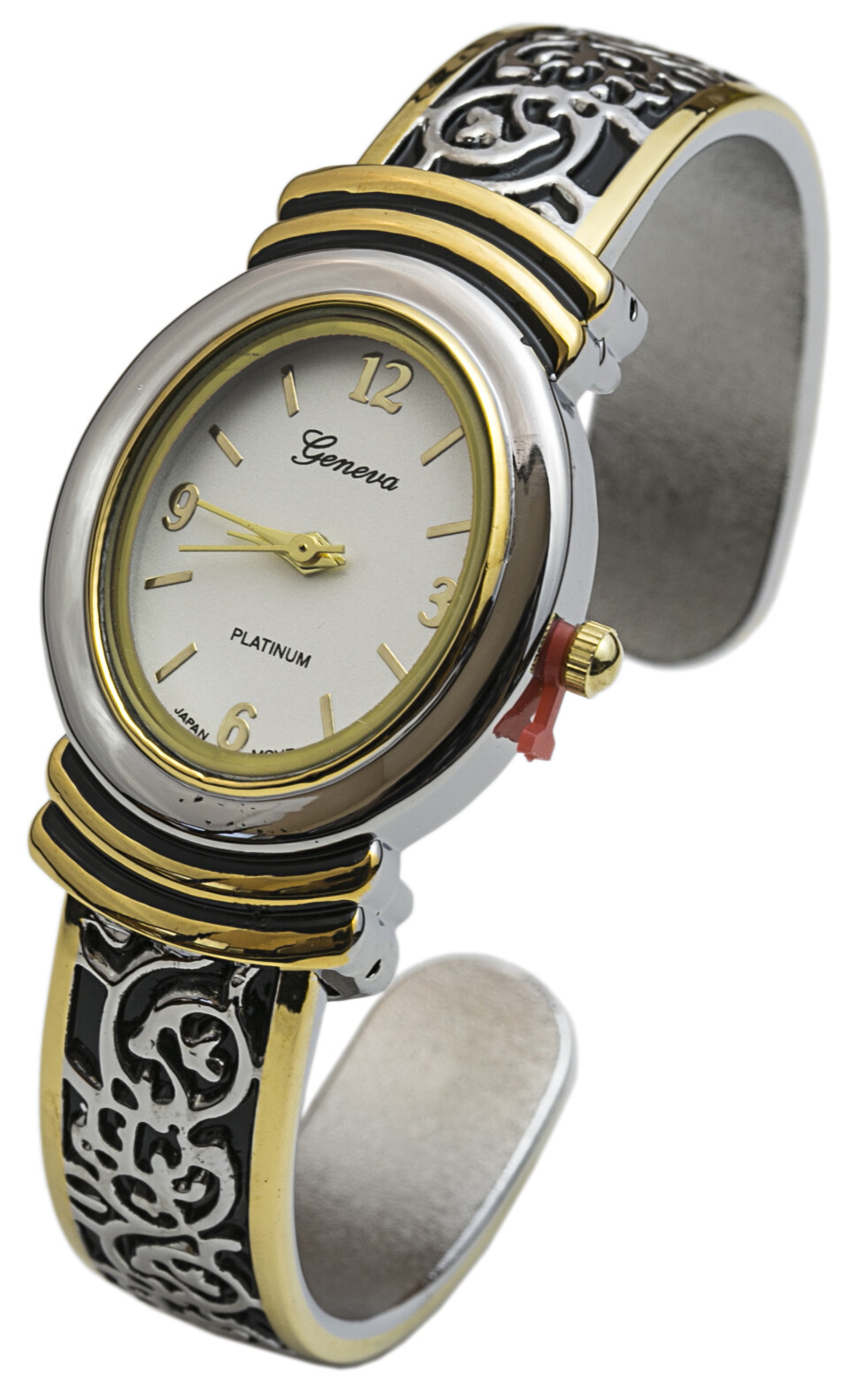 Blekon Collections Platinum Women’s Oval Face Bangle Watch, Silver/Gold