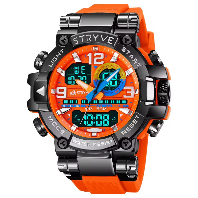 Men Oversize Waterproof Shock Resistant Digital Sport Dual Time WRIST WATCH 55mm