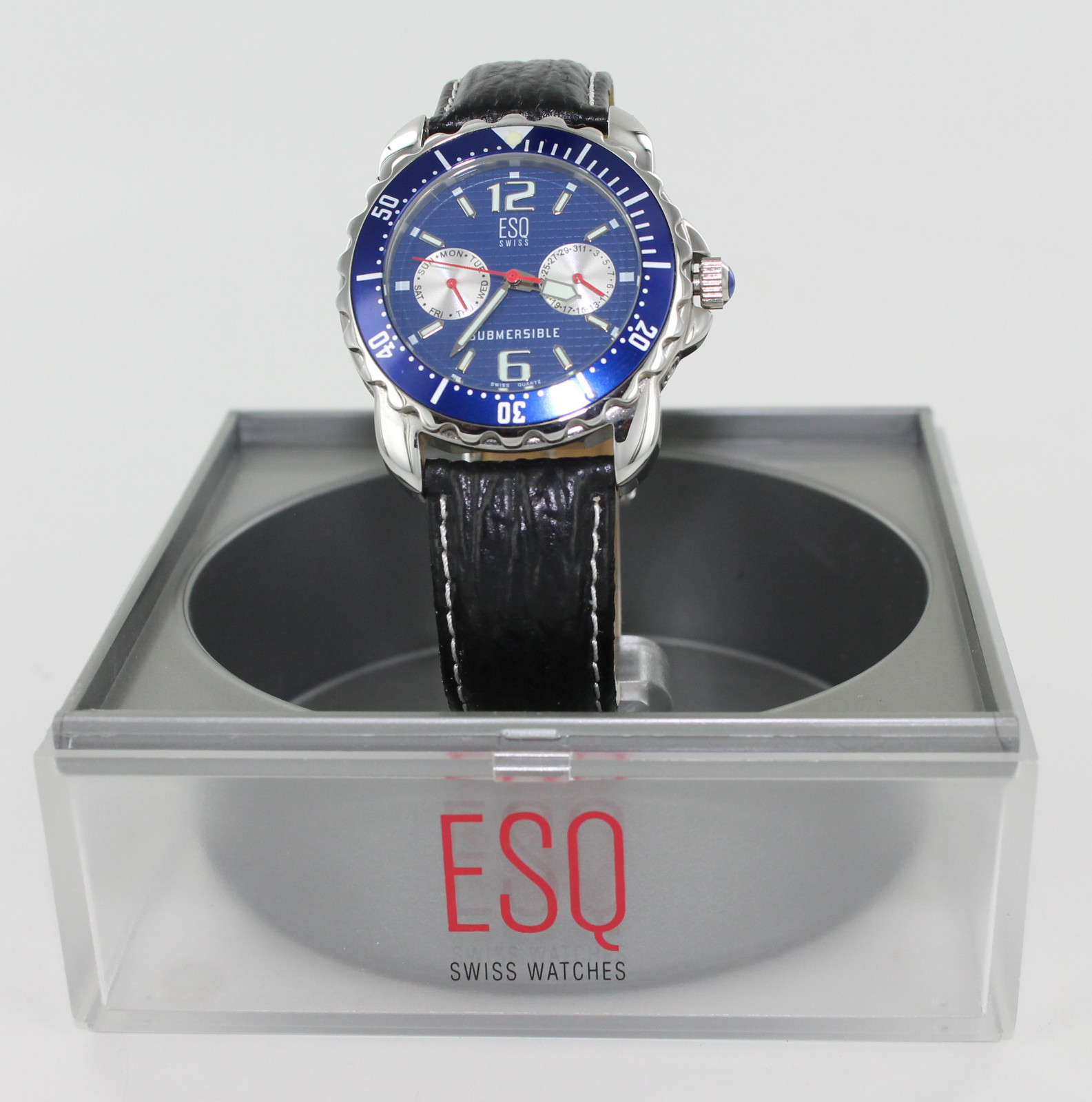 ESQ (MOVADO) Swiss Quartz Blue Face Submersible Watch (E5241)