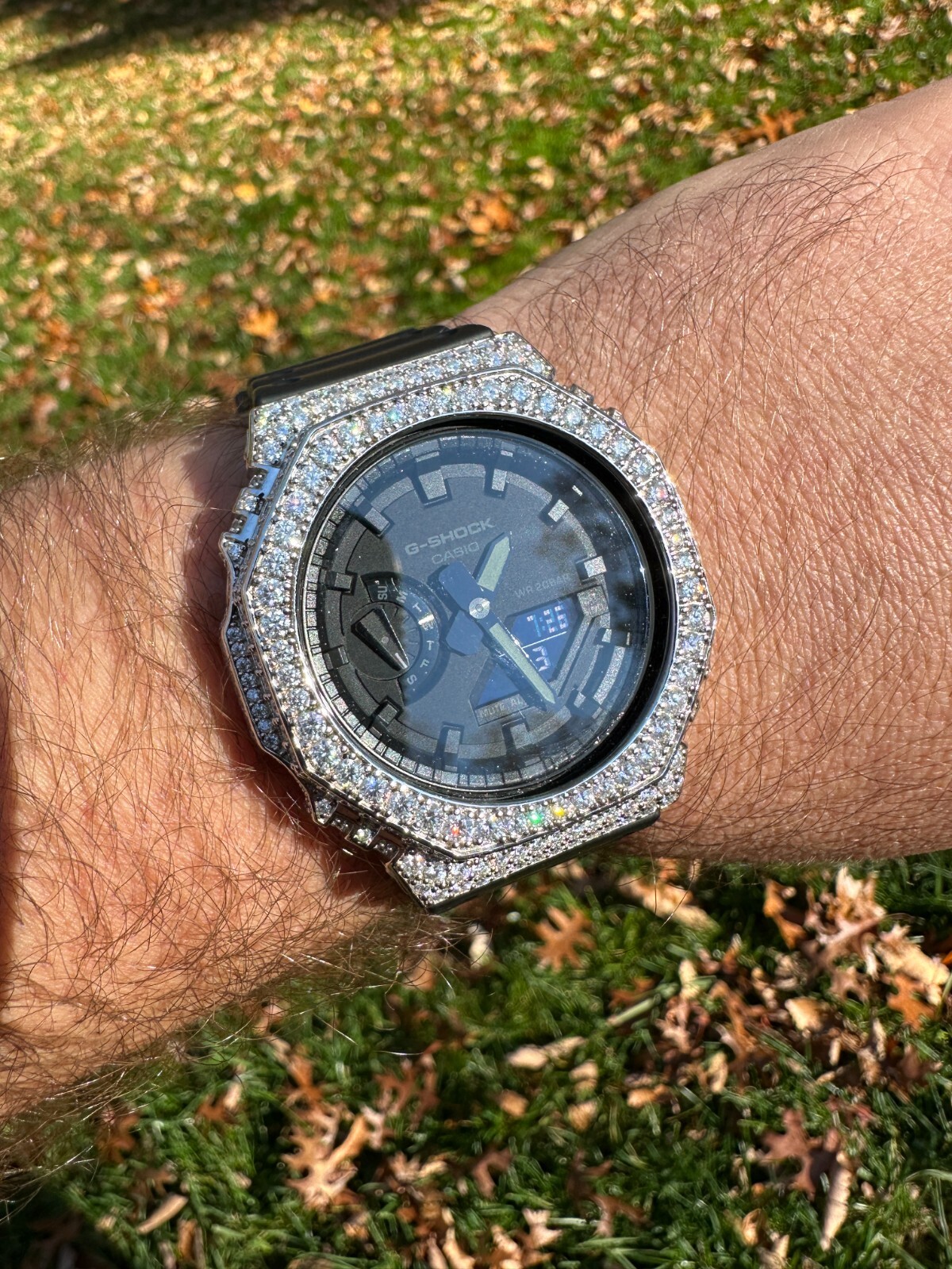 MOISSANITE Real 925 Silver Iced Casio G Shock GA-2100 Hip Hop Watch & Extras