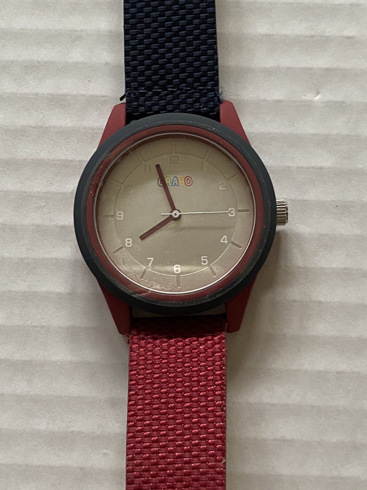 Crayo Pleasant Silver Dial Navy and Maroon Leatherette Watch CRACR3906 Ret $179