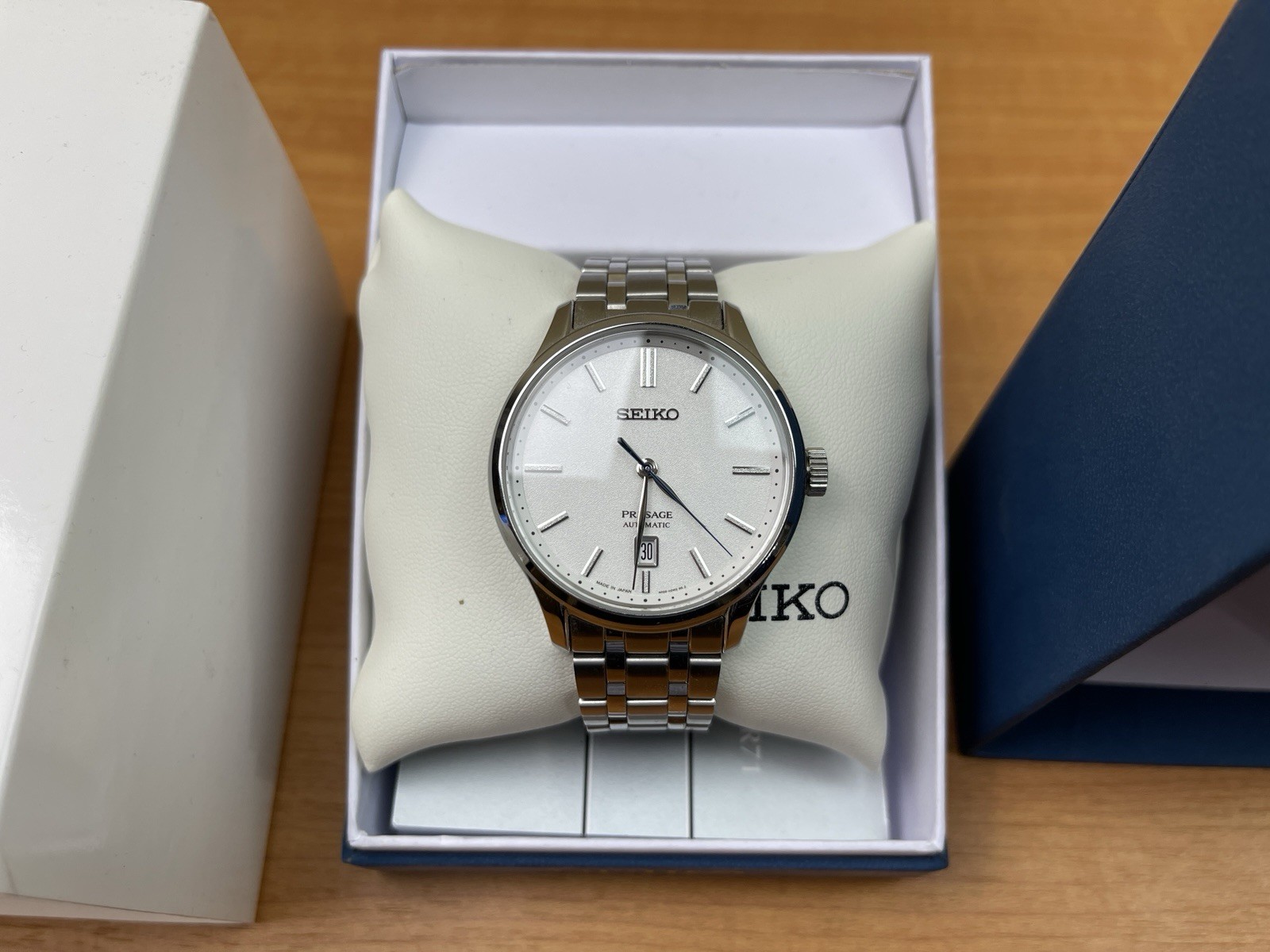 SEIKO PRESAGE SRPD39J1 Automatic Watch Zen Garden Silver Watch Sapphire NOS Date