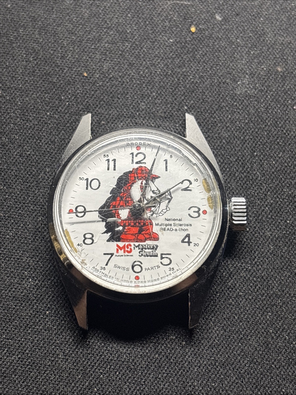 1978 Multiple Sclerosis Mystery Sleuth READ-A-THON Watch WORKS! Wind Up
