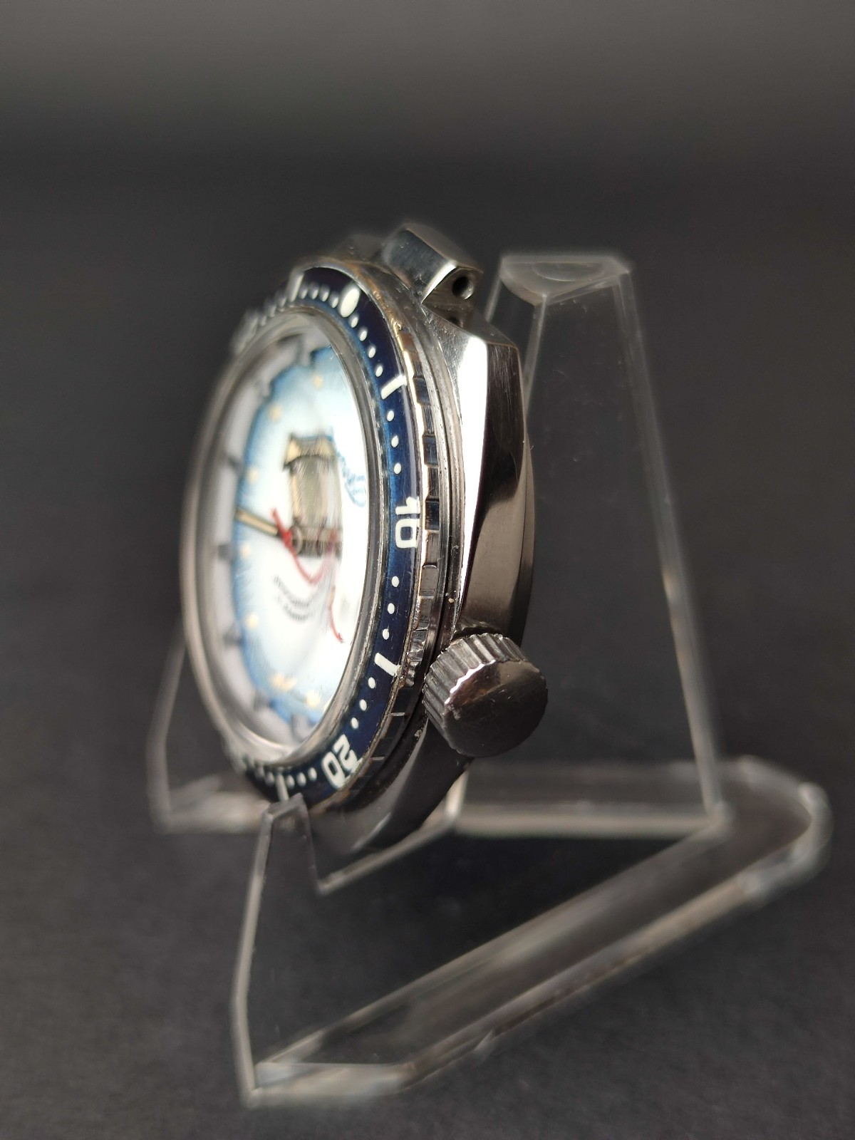 Rare Russian mechanical watch with self-winding Vostok Neptune movement 2416