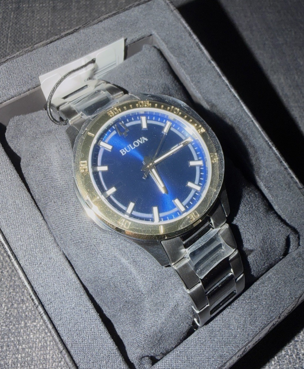 Bulova Men’s Corporate Collection Two Tone Blue Dial 30mm Watch. BRAND NEW