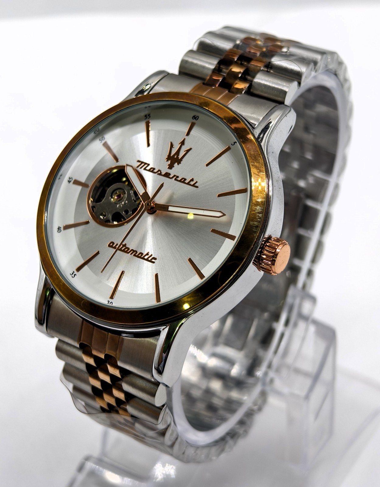 Awesome Maserati Automatic White Dial Dual Tone Band Analog Men’s Wrist Watch