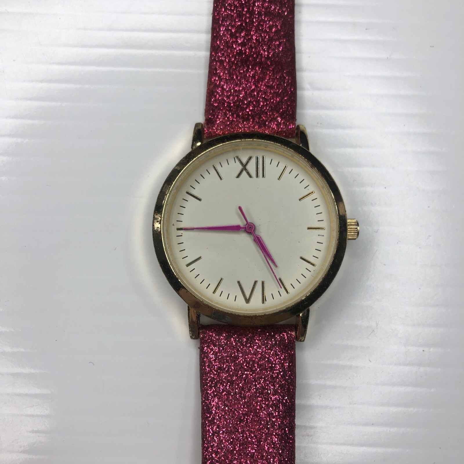 X10 MSPCI Gold Pink Glitter Retro Ladies Watch Untested