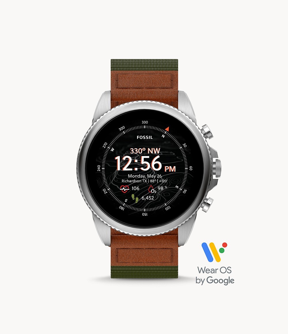 Fossil Men Gen 6 Smartwatch Venture Edition Olive Fabric and Leather FTW4068V