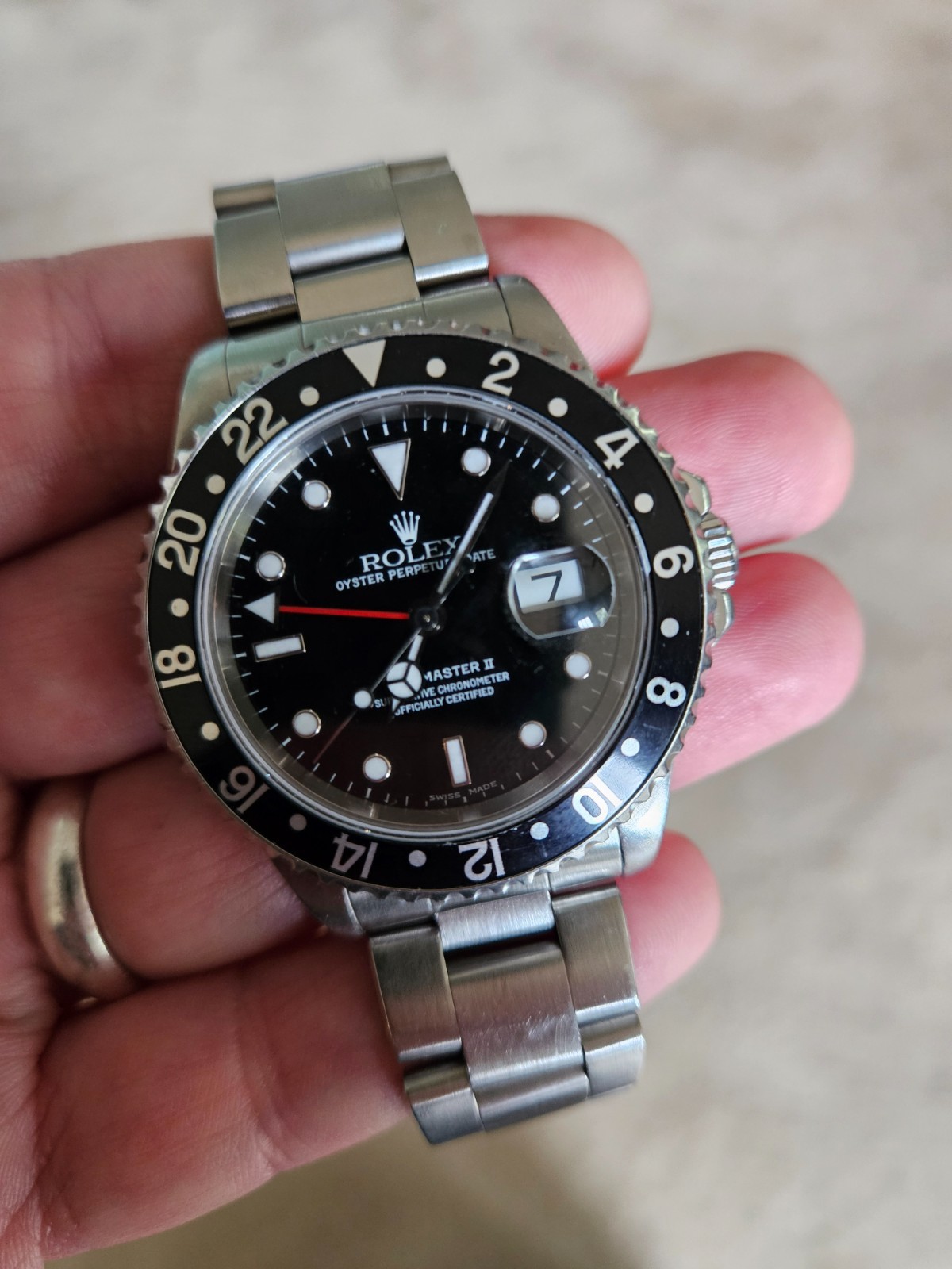 1999 ROLEX GMT MASTER II 16710-LN BLACK Box+Papers – Never polished 40MM