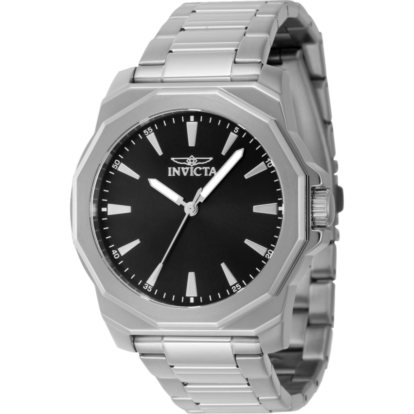 Invicta Men’s Watch Speedway Quartz Black Brass Dial Silver Tone Bracelet 46831