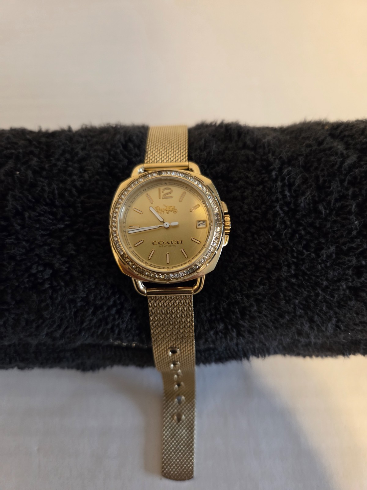Coach tatum Gold mesh womens watch 14502756 Crystal Bezel 36mm