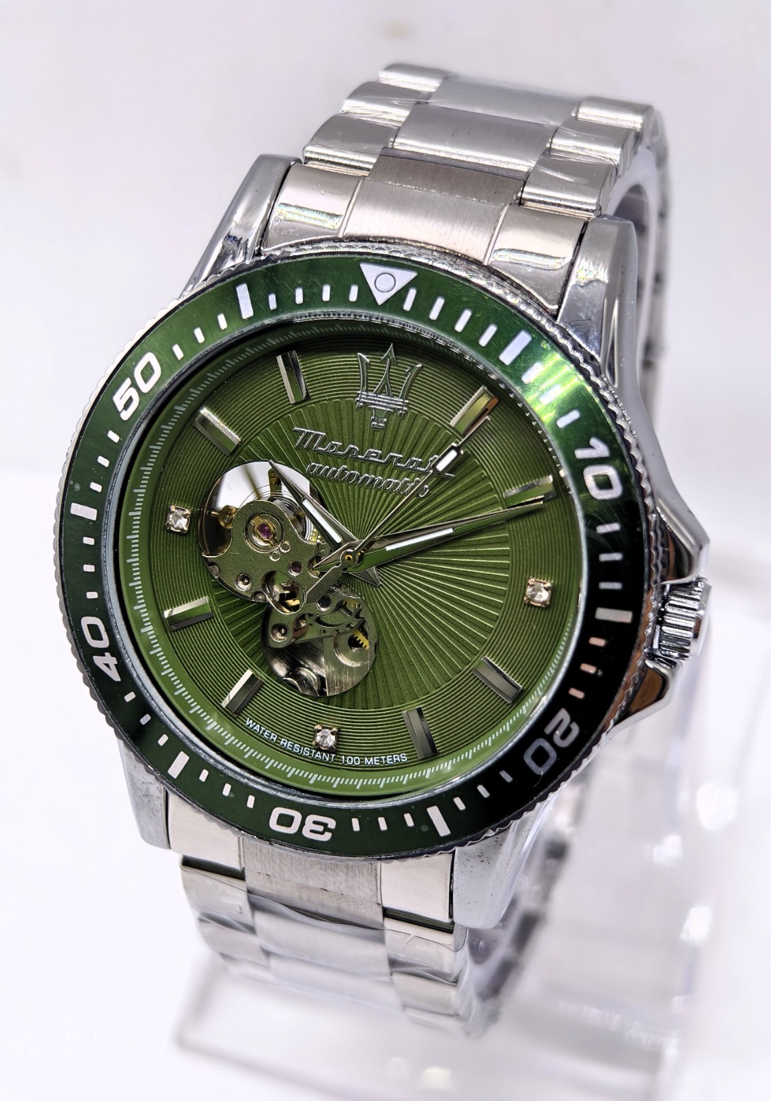 Excellent Maserati Automatic Green Dial Fix Bezel Analog Men’s Wrist Watch