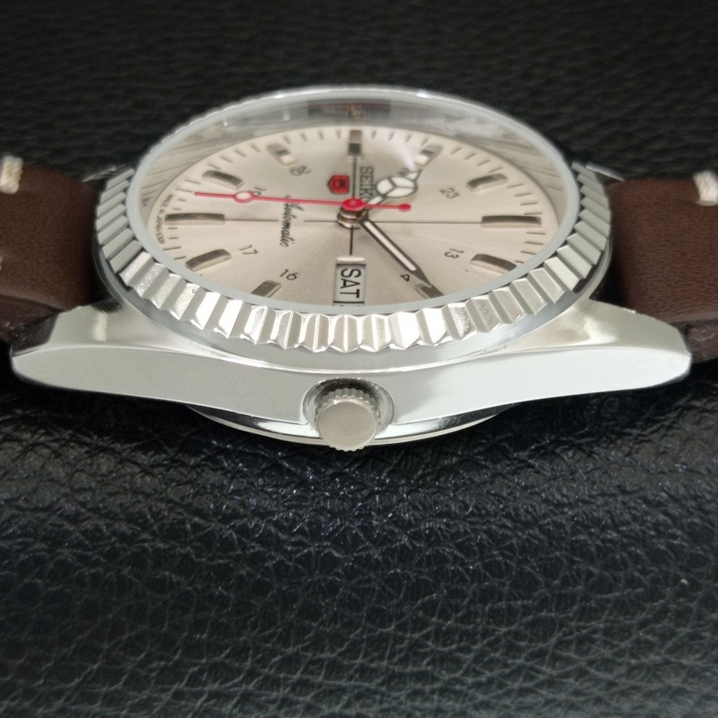 REFURBISHED SEIKO 5 AUTOMATIC 6309A JAPAN MENS VINTAGE SILVER WATCH a442821-1