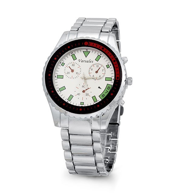 New Mens Silver Link Band Silver Dial Quartz Bracelet Watch