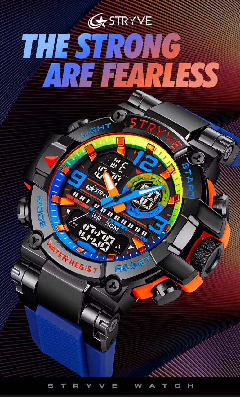 Men Oversize Waterproof Shock Resistant Digital Sport Dual Time WRIST WATCH 55mm