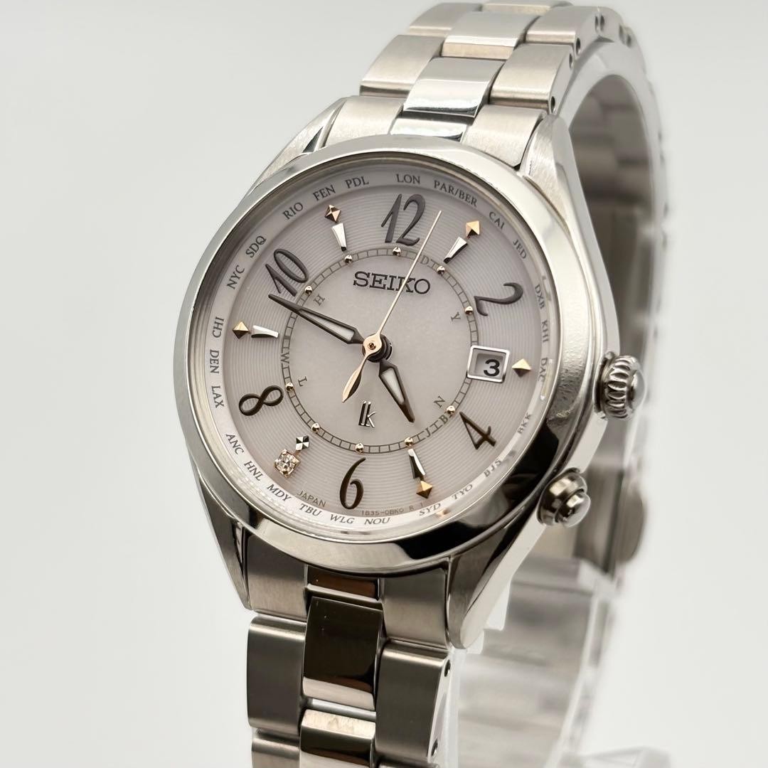 SEIKO LUKIA SSQV077 Radio Solar Titanium Diamond Wristwatch Working