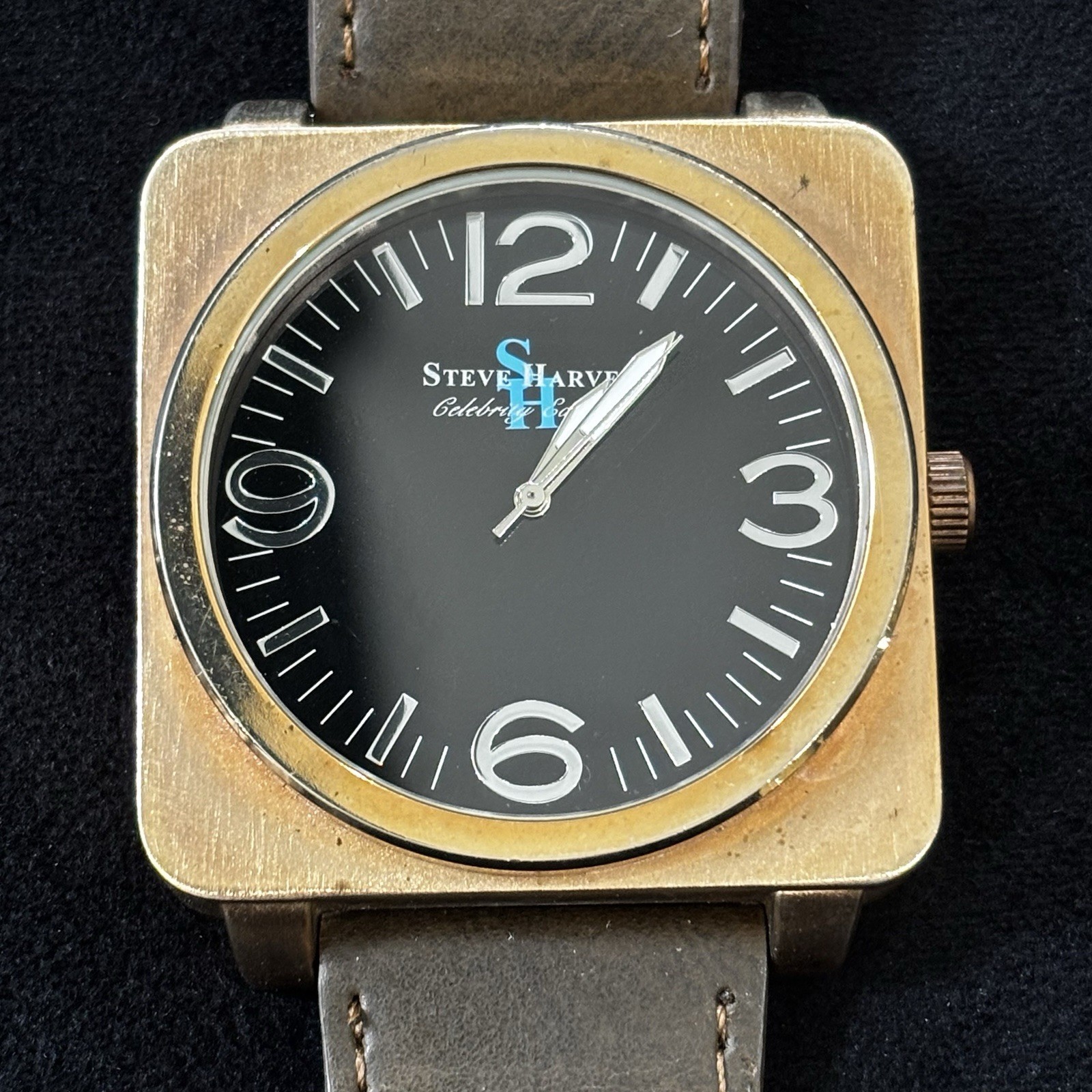 Steve Harvey Celebrity Edition Watch Gold Tone Square Case Black Dial Quartz
