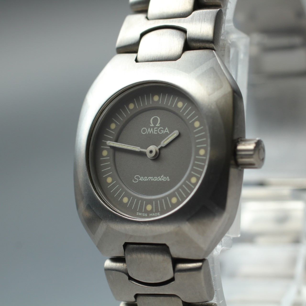 Rare [Mint] OMEGA Seamaster Polaris Titanium Palladium 22mm Ladies Qz Watch U418