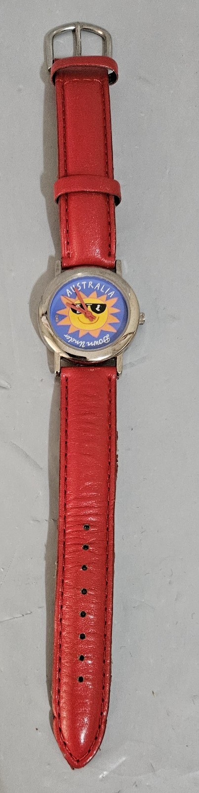 Australia Down Under Red Leather Watch Wristwatch Sun