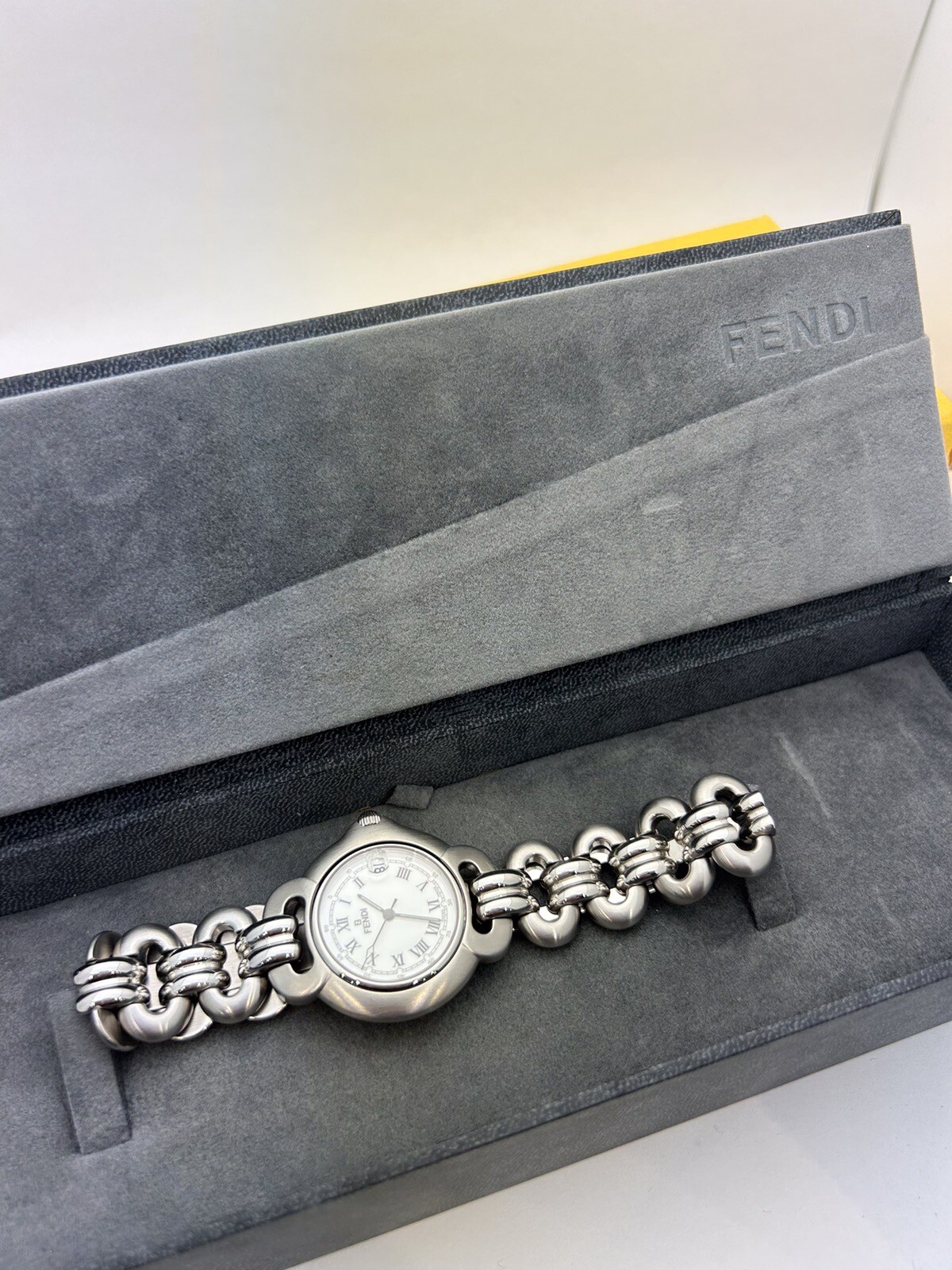 Vintage Fendi White Watch With Original Box And Tags