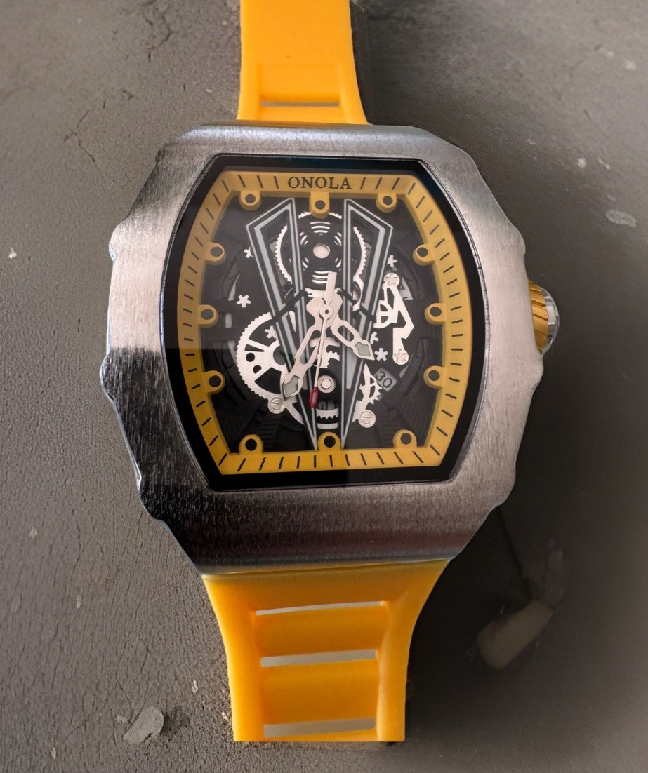 ONOLA Men Automatic Watch Mechanical Diamond Luminous Waterproof Skeleton