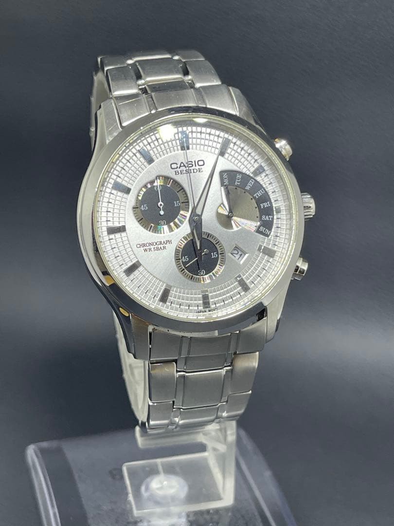 CASIO BEM-501 Silver Quartz Chronograph