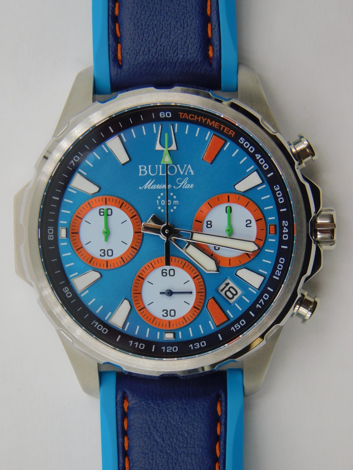 Bulova Marine Star E1 Team Miami 96B460 Quartz Chrono Mens Wrist Watch